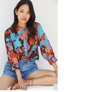 Anthropologie Floral Puff-Sleeved Buttondown new with tag mp pm nwt